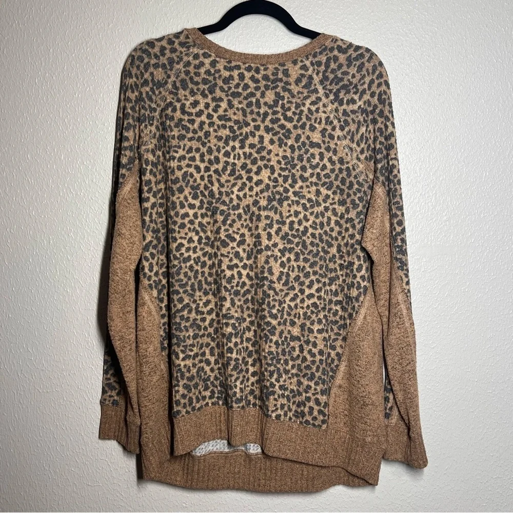 TORRID Top Womens Size 1X Cheetah Print Soft Brush Waffle Knit Shirt Animal - Picture 8 of 13